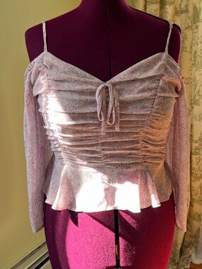 Lilac corset shirt with flutter sleeves size medium